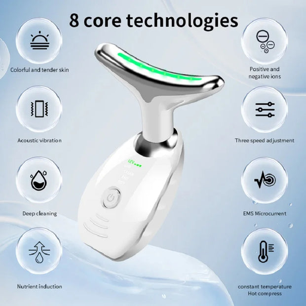 Neck Facial Beauty Device Color LED Photon Therapy Skin Tightening machine