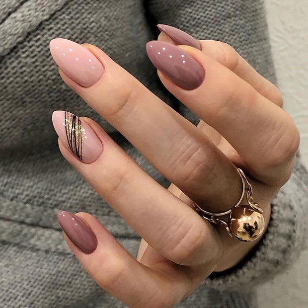 Head Matte Frosted Almond Shape Wear Nail