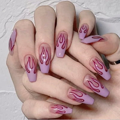 Flame Pattern False Nails